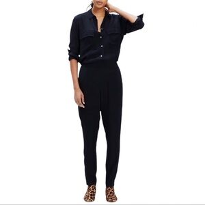 Madewell viscose button down Black long sleeve Jumpsuit